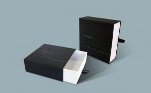 Mounted paper box with drawer